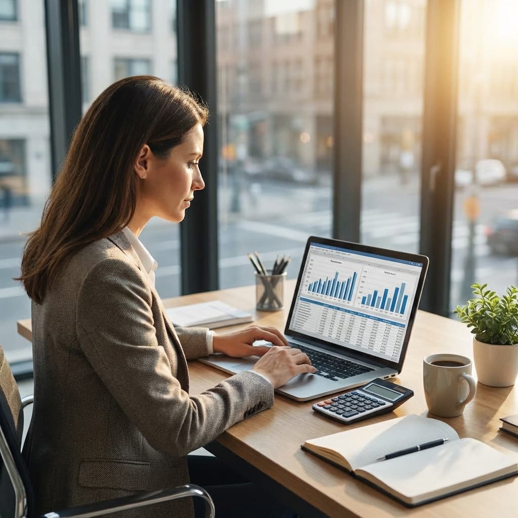 Bookkeeper working with clean financial records