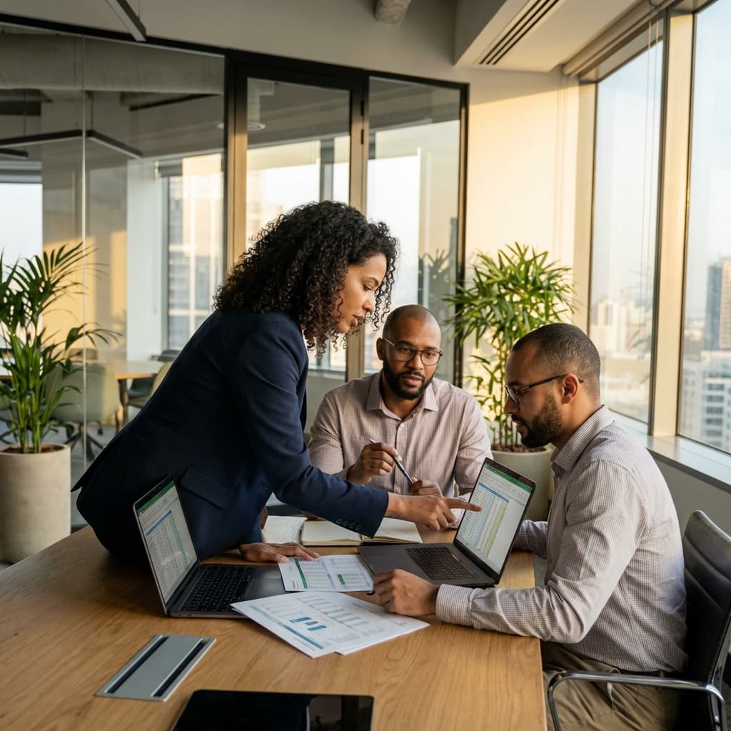 Tax advisor meeting with a client to review next steps