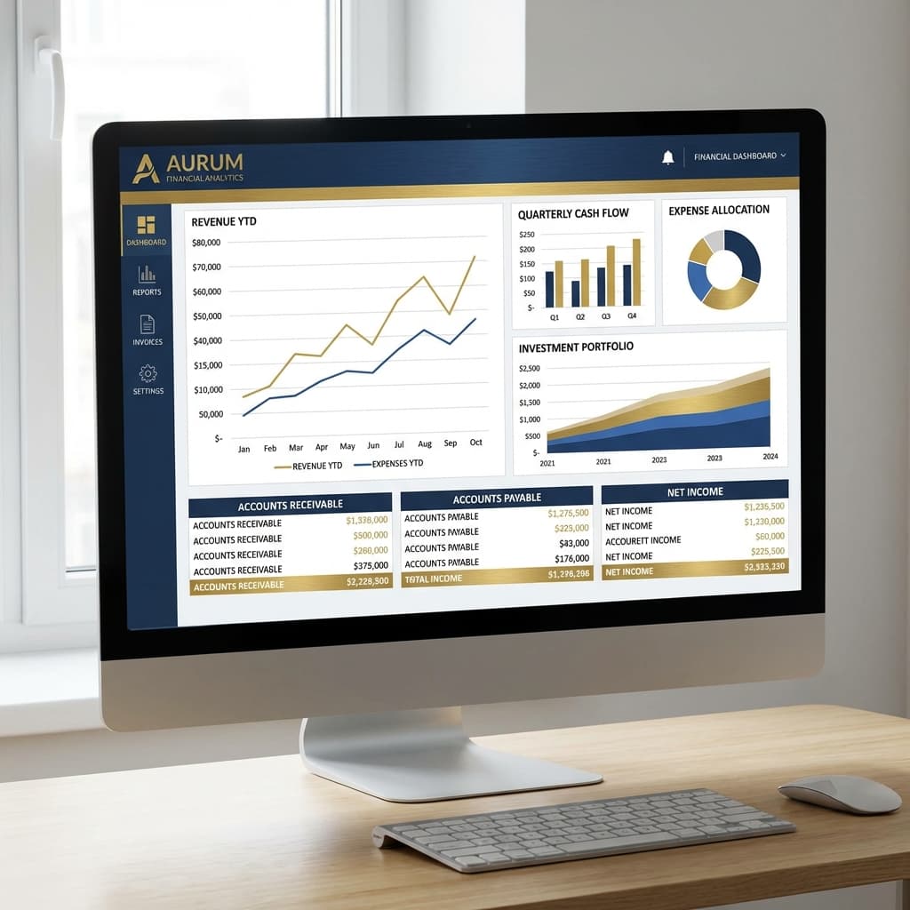 Dashboard-style management reporting on screen